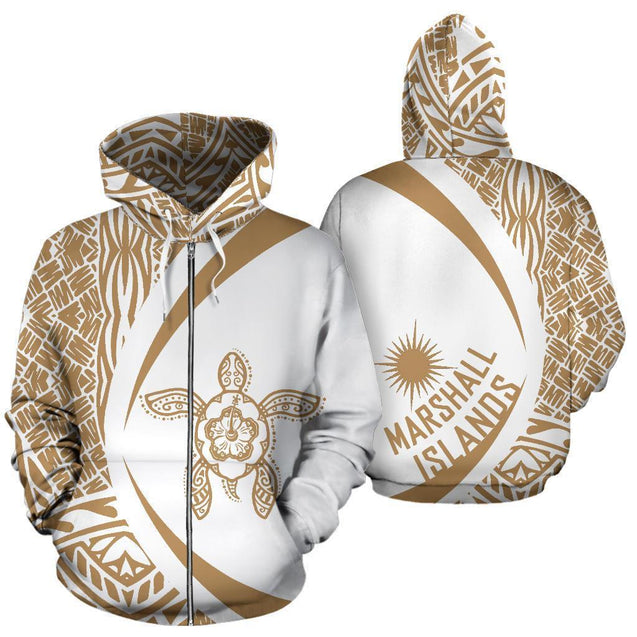 Marshall Islands Turtle Polynesian Zip Up Hoodie NVD1175-Apparel-Ocean Hoodie-Hoodie-S-Vibe Cosy™