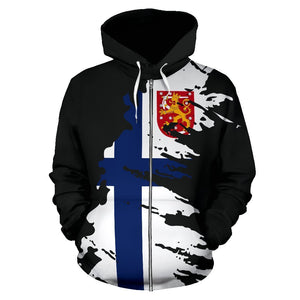 Finland Hoodie Flag Painting Zip-Up NVD1250-Apparel-Dung Van-Zipped Hoodie-S-Vibe Cosy™