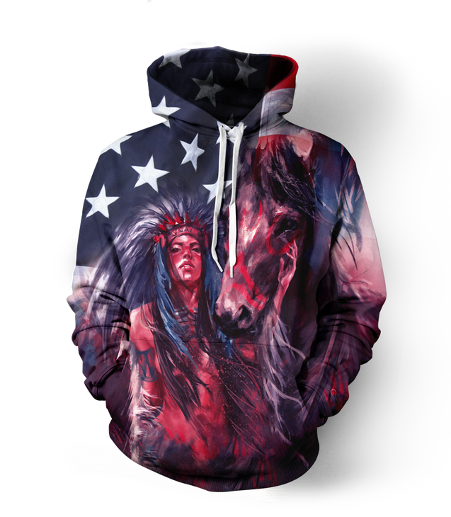 NATIVE AMERICAN PATRIOT HOODIE NVD1299-Apparel-Dung Van-Hoodie-S-Vibe Cosy™