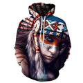 BLUE, RED AND WHITE NATIVE AMERICAN GIRL 3D HOODIE - NATIVE AMERICAN CLOTHING NVD1300-Apparel-Dung Van-Hoodie-S-Vibe Cosy™