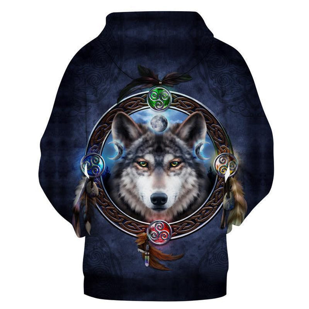 Magic Wolf Native American Pullover Hoodie NVD1301-Apparel-Dung Van-Hoodie-S-Vibe Cosy™