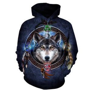 Magic Wolf Native American Pullover Hoodie NVD1301-Apparel-Dung Van-Hoodie-S-Vibe Cosy™