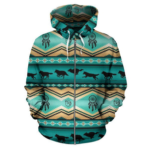 3D Native American Wolf Pattern Zipper Hoodie NVD1303-Apparel-Dung Van-Hoodie-S-Vibe Cosy™