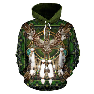 Barred Owl Mandala Native American All Over Hoodie NVD1306-Apparel-Dung Van-Hoodie-S-Vibe Cosy™