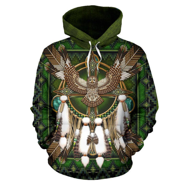 Barred Owl Mandala Native American All Over Hoodie NVD1306-Apparel-Dung Van-Hoodie-S-Vibe Cosy™