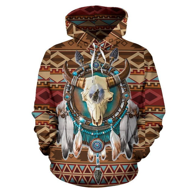 Bison Arrow Brown Native American Pride All Over Hoodie NVD1307-Apparel-Dung Van-Hoodie-S-Vibe Cosy™