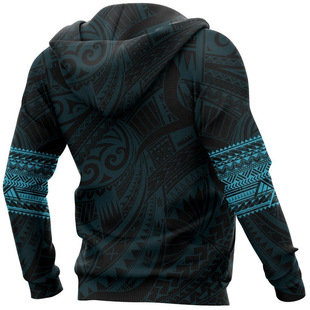 Polynesian Hoodie Tattoo Style Blue NVD1331-Apparel-Dung Van-Hoodie-S-Vibe Cosy™