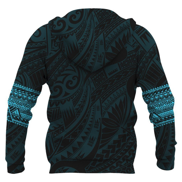 Polynesian Hoodie Tattoo Style Blue NVD1331-Apparel-Dung Van-Hoodie-S-Vibe Cosy™