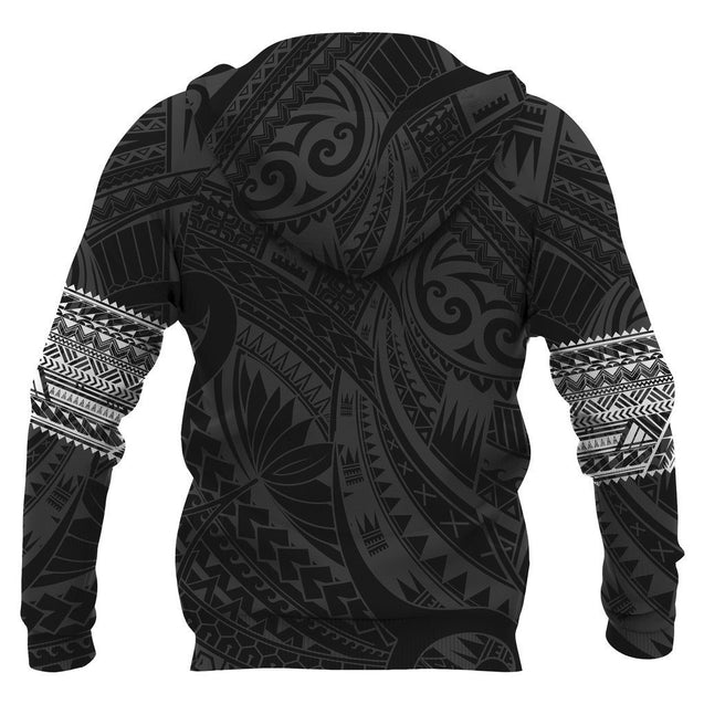 Polynesian Hoodie Tattoo Style White NVD1333-Apparel-Dung Van-Hoodie-S-Vibe Cosy™