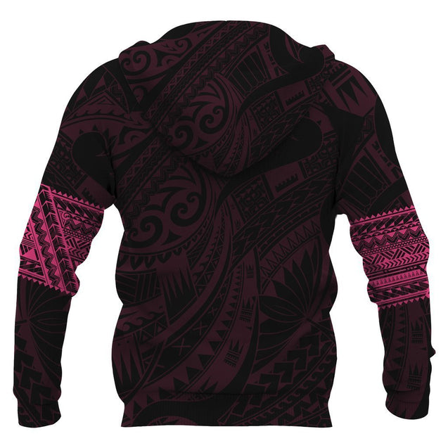 Polynesian Hoodie Tattoo Style Pink NVD1335-Apparel-Dung Van-Hoodie-S-Vibe Cosy™