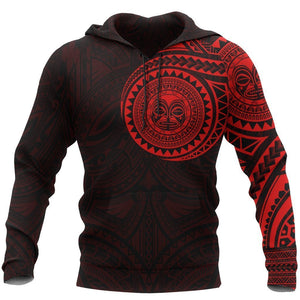 Polynesian Tiki Face™ Tattoo Style Hoodie Red NVD1340-Apparel-Dung Van-Hoodie-S-Vibe Cosy™