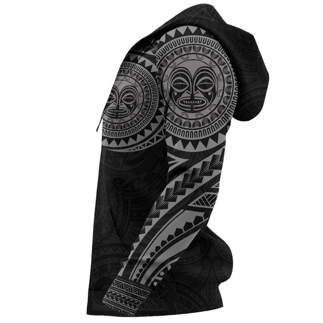 Polynesian Tiki Face™ Tattoo Style Hoodie Gray NVD1342-Apparel-Dung Van-Hoodie-S-Vibe Cosy™