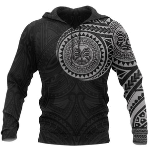 Polynesian Tiki Face™ Tattoo Style Hoodie Gray NVD1342-Apparel-Dung Van-Hoodie-S-Vibe Cosy™