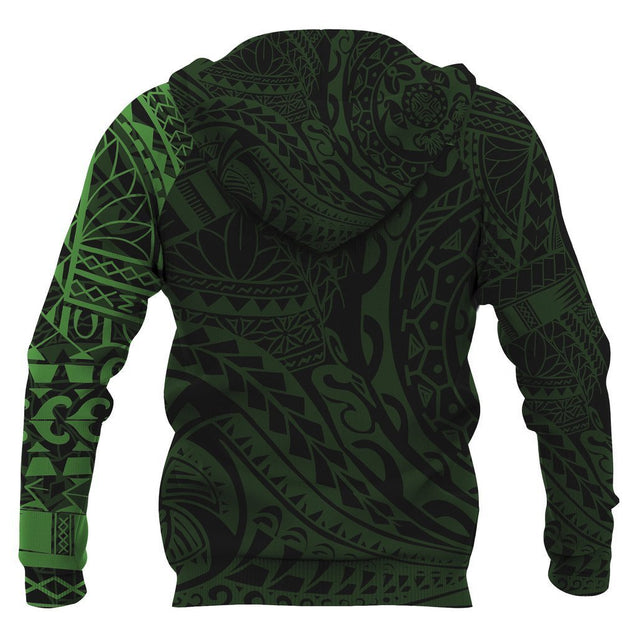 Polynesian Tattoo Style Hoodie - Green NVD1344-Apparel-Dung Van-Hoodie-S-Vibe Cosy™