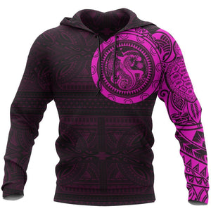 Polynesian Tribal Lizard Tattoo on Chest Pink Hoodie NVD1349-Apparel-Dung Van-Hoodie-S-Vibe Cosy™