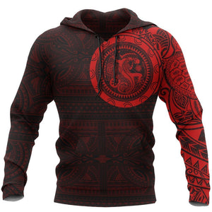 Polynesian Tribal Lizard Tattoo on Chest Red Hoodie NVD1350-Apparel-Dung Van-Hoodie-S-Vibe Cosy™