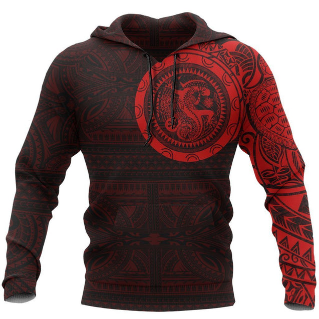 Polynesian Tribal Lizard Tattoo on Chest Red Hoodie NVD1350-Apparel-Dung Van-Hoodie-S-Vibe Cosy™