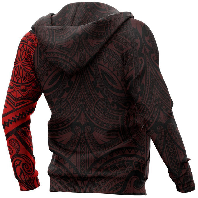 Polynesian Native Flowers Tattoo Style Hoodie Red NVD1356-Apparel-Dung Van-Hoodie-S-Vibe Cosy™