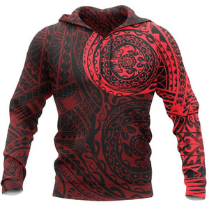 Polynesian Tattoo Style Zipper Hoodie Red NVD1357-Apparel-Dung Van-Hoodie-S-Vibe Cosy™