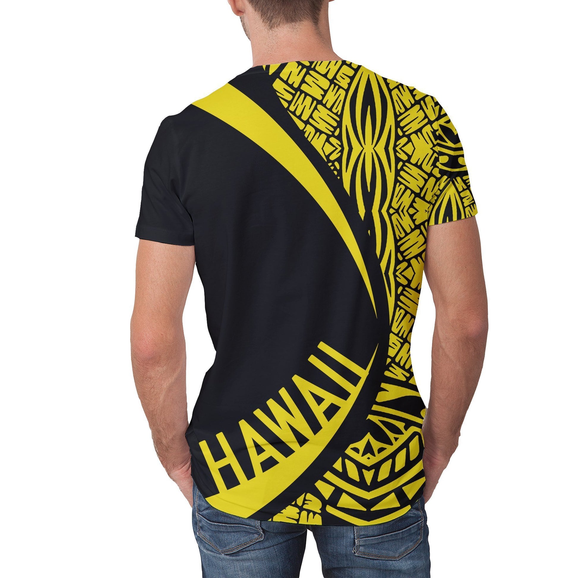 Hawaii Polynesian T-shirt - Circle Style Yellow - AH - J1-NEW ALL OVER PRINT T-SHIRTS-e-joyer-XS-Men-White-Vibe Cosy™