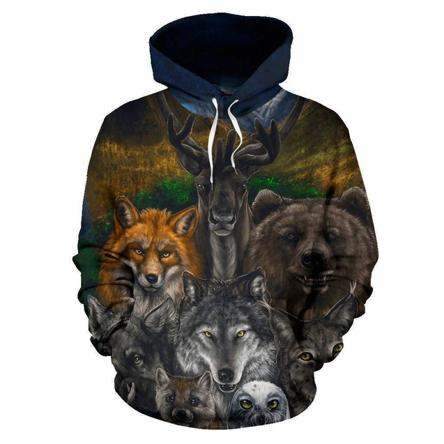 Native American – Bear Wolf Owl Fox 3D All Over Hoodie HC1903-Apparel-Huyencass-Hoodie-S-Vibe Cosy™