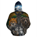 Native American – Bear Wolf Owl Fox 3D All Over Hoodie HC1903-Apparel-Huyencass-Hoodie-S-Vibe Cosy™
