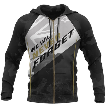 Anzac New Zealand Hoodie, Let Us Never Forget Pullover Hoodie PL03032002-Apparel-PL8386-Zipped Hoodie-S-Vibe Cosy™