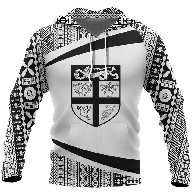 Fiji Tapa Hoodie - Circle Black-Apparel-Khanh Arts-Hoodie-S-Vibe Cosy™