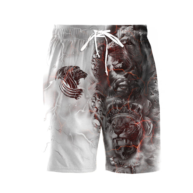 Lion Tattoo Thunder 3D All Over Printed Combo T-Shirt BoardShorts