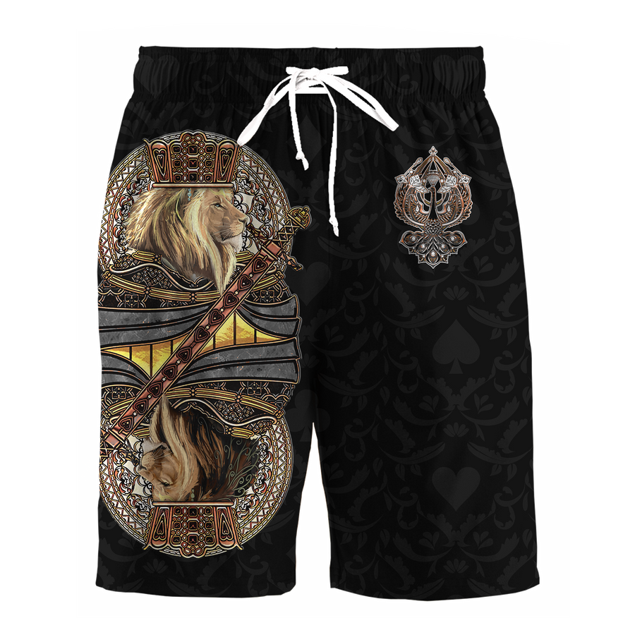 King Ace Spade Lion Poker 3D All Over Printed Combo T-Shirt BoardShorts