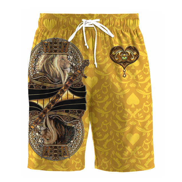 Yellow Alpha King Heart Lion 3D All Over Printed Combo T-Shirt BoardShorts