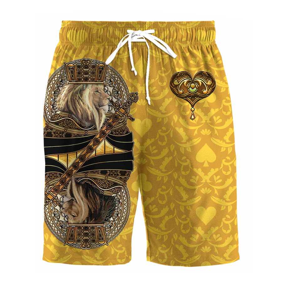 Yellow Alpha King Heart Lion 3D All Over Printed Combo T-Shirt BoardShorts