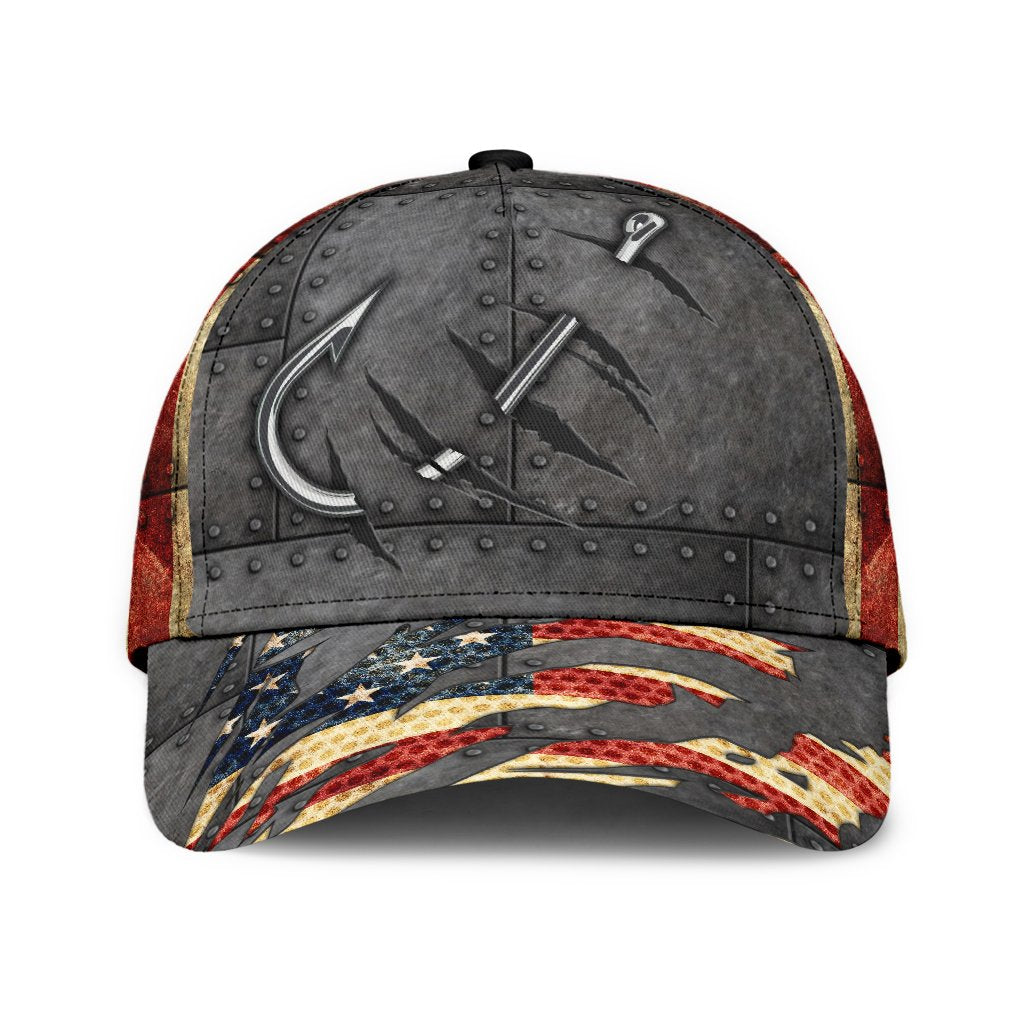 Fishing hat United States Hook 3D design print Cap
