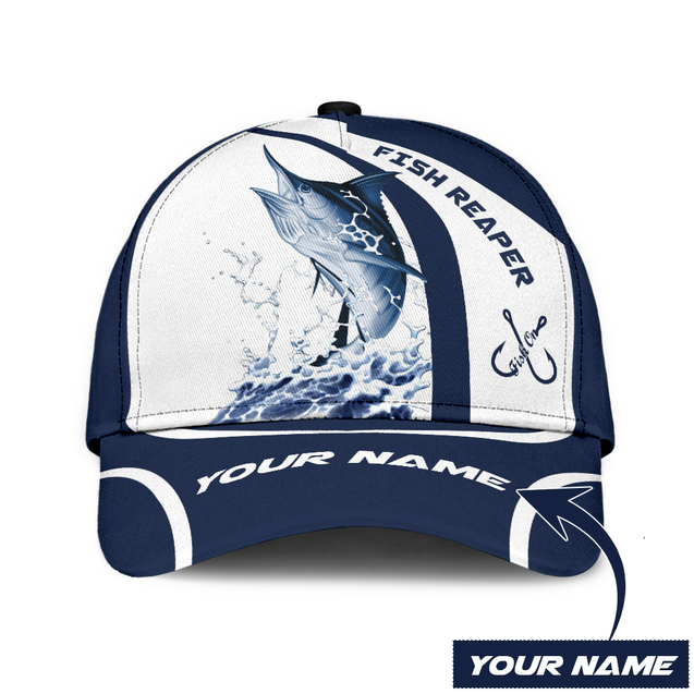 Custom Name Marlin Fishing hat Hook 3D design print Cap