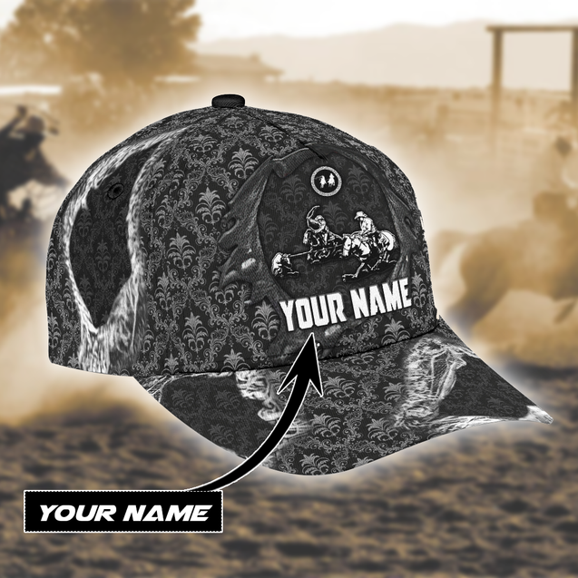 Personalized Name Bull Riding Classic Cap Team Roping Black