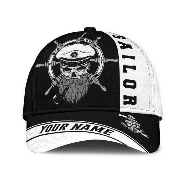 Skull Sailor on the Helm Custom name Cap