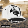 Personalized Name Black And White Bull Riding Classic Cap