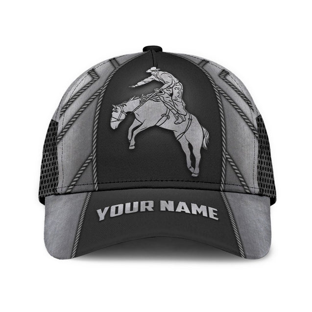 Personalized Name Rodeo Classic Cap Metal Pattern Horse Rider