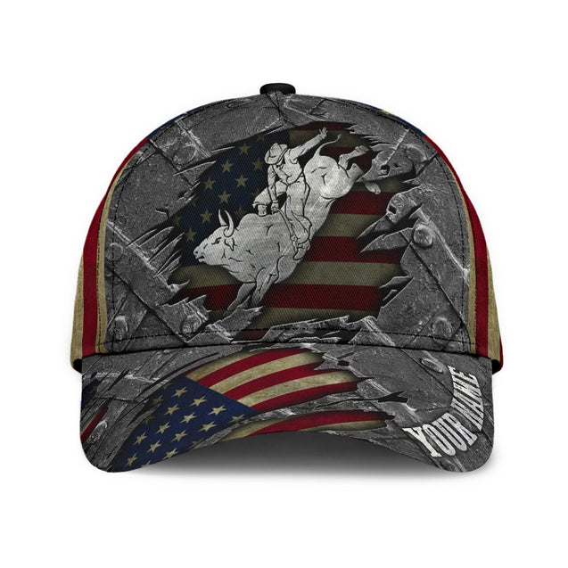 Personalized Name Bull Riding Classic Cap American Bull Rider