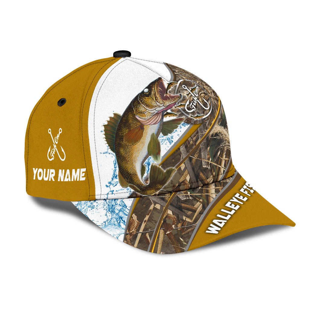 Custom Name Walleye Fishing hat Hook 3D design print Cap