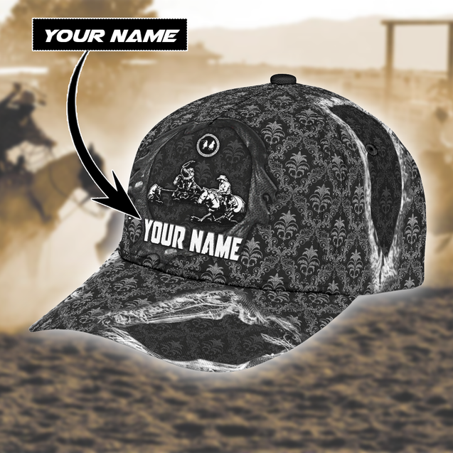 Personalized Name Bull Riding Classic Cap Team Roping Black