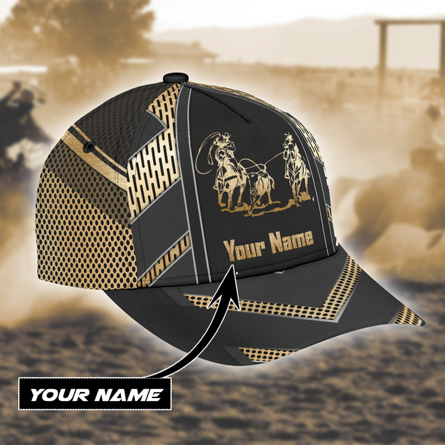 Personalized Name Bull Riding Classic Cap Team Roping Golden