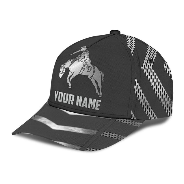 Personalized Name Rodeo Classic Cap Metal Pattern Horse Rider Ver 2