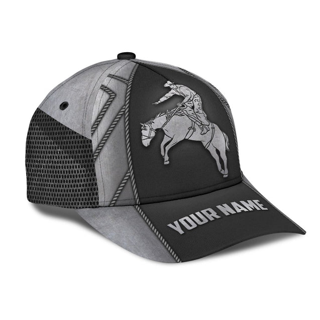 Personalized Name Rodeo Classic Cap Metal Pattern Horse Rider