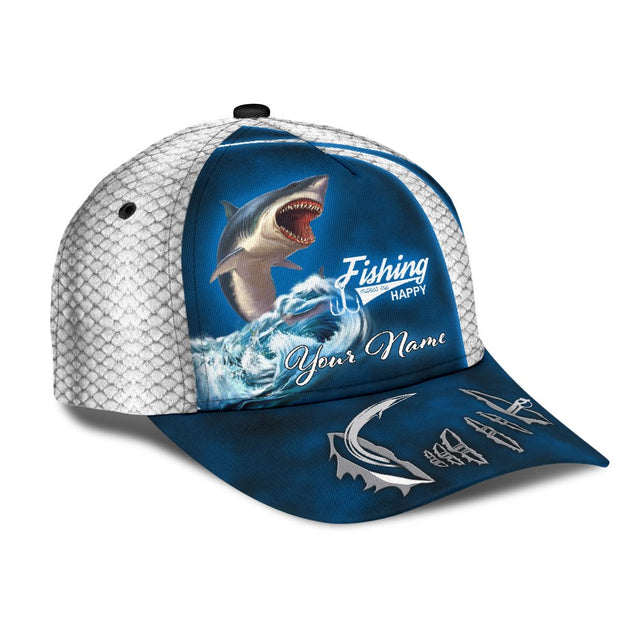 Custom Name Shark Fishing hat Hook 3D Design print Cap