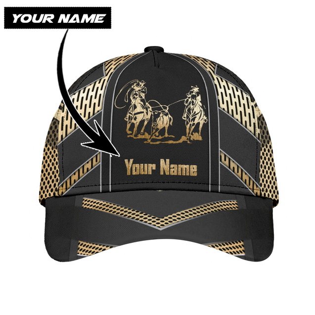 Personalized Name Bull Riding Classic Cap Team Roping Golden