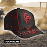 Personalized Name Bull Riding Classic Cap Red Neon