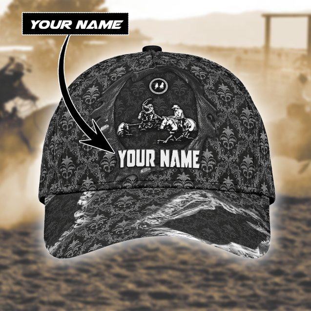 Personalized Name Bull Riding Classic Cap Team Roping Black