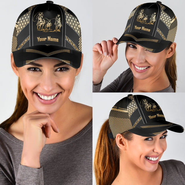 Personalized Name Bull Riding Classic Cap Team Roping Golden