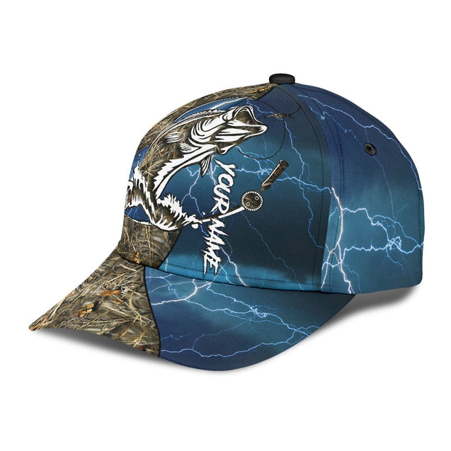 Customized name Bass Fishing hat Hook 3D design print Cap